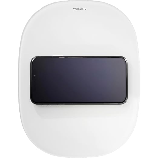 ZWILLING Enfinigy 2-in-1 Digital Kitchen Food Scale, Wireless Charging Station, Max Weight 22lbs, Grams & Ounces, 0.1-gram Accuracy, White