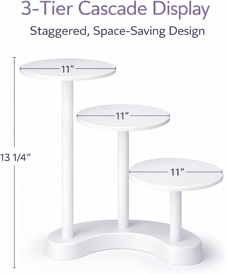 Oasis Supply 3-Tier Cascade Cake Stand – White Plastic Dessert Display Stand, Tiered Cupcake Stand for Cakes, Cupcakes, Weddings, Birthdays & Party Decorations