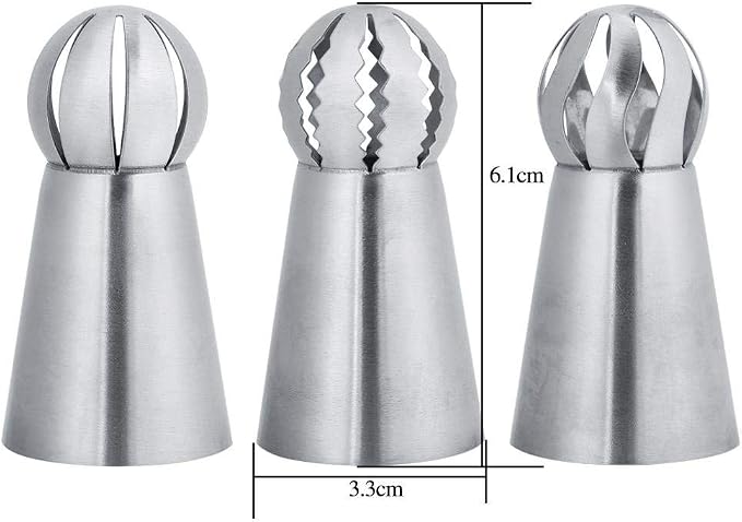 3Pcs Cake Nozzle, Stainless Steel Russian Flower Icing Piping Tips Cake Decoration Pastry Cupcake Baking Tools for Decorating Desserts Cupcakes Cookies