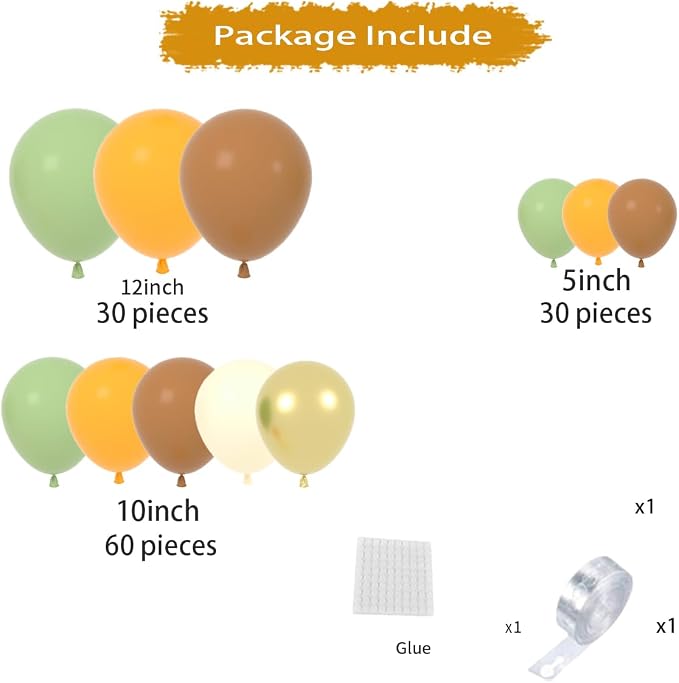 Sage Green Orange Brown Balloon Garland Arch Kit - Oilve Green and Orange Balloons Brown Balloons for Woodland Animals Birthday Bear Baby Shower Gender Reveal Wedding Party Oh Baby Decorations