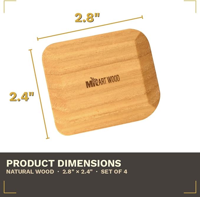 Wooden Pot Scraper Set of 4 – Wood Pan Scraper for Cast Iron, Dishes & Baking | Non-Scratch, Dish-Safe, Food-Safe | Ergonomic Kitchen Scraper Tool