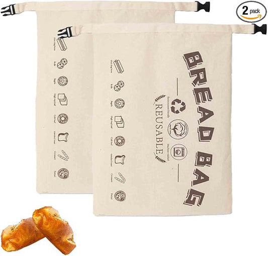 Eazywell Beeswax Bread Bags - Good Cotton Food Storage Wrap for Sourdough & Homemade Bread, Reusable Bags, Breathable Moisture Balance, 13 X 17 Inches (Beige*2)