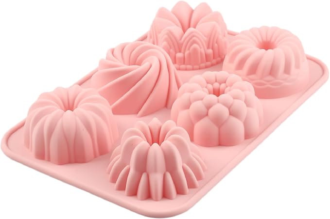 6 Cavity Mini Bundt Cake Pans Mold Fluted Tube Silicone Chocolate Molds For Candy Chocolate