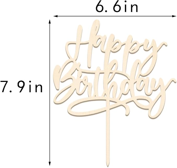 Kaoenla wood Happy Birthday Cake Topper, For Anniversary/Birthday Party Decoration Suitable (wood)
