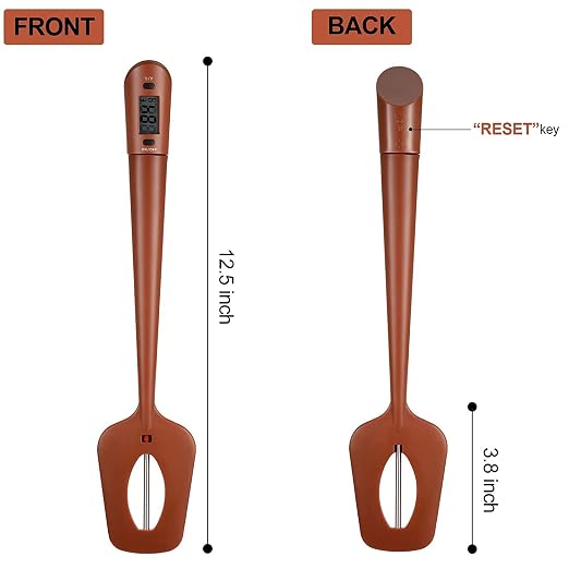 HUOZHI Digital LCD Candy Spatula Thermometer, Instant Read Meat & Candy Thermometer Temperature Reader & Stirrer in One BPA Free Food Grade Silicone