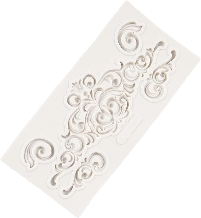 Baroque Fondant Mold Curlicues Scroll Lace Border Silicone Mold For Cake Decoration Chocolate Cupcake Topper Candy Sugar Craft Polymer Clay Gum Paste