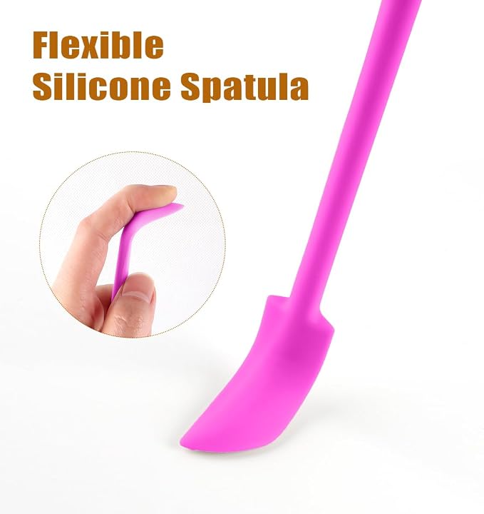 Silicone Spatula Set (6Pcs) - Mini Scraper Tool for Beauty & Food - Reach Every Last Drop, Multi-Size Spatulas for Makeup Jars, Lotion Bottles & Kitchen Containers (Pink)