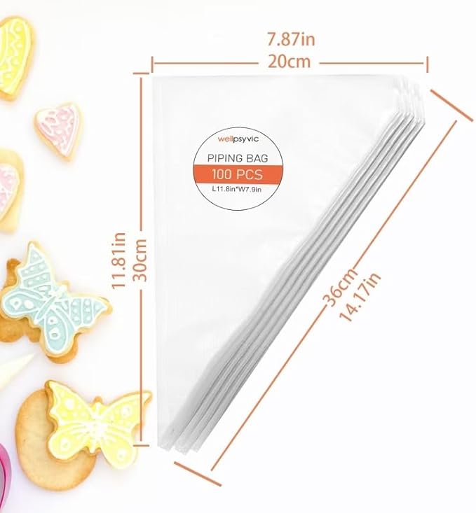 Piping Bags, 50pcs 12 Inch Anti Burst Disposable Cake Decorating Bags,Non-Slip Pastry Bags-Ideal for Cakes,Cream Frosting and Cookie Decorating