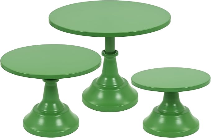 3 Pcs Cake Stand Set Metal Round Cake Holder Cupcake Stands 8/10/12 inch Green Dessert Display Stands Dessert Table Decorations for Birthday Parties, Baby Shower,Wedding Banquets and Anniversary