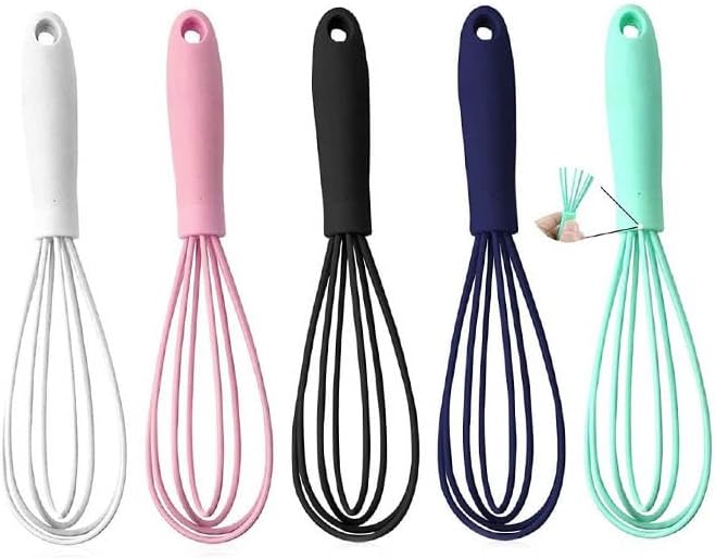 Mini Silicone Whisks for Kitchen, 6.7 Inch Black Non-Stick Hand Mixer, Egg Beater Blender for Cooking, Baking, Mixing, Stirring
