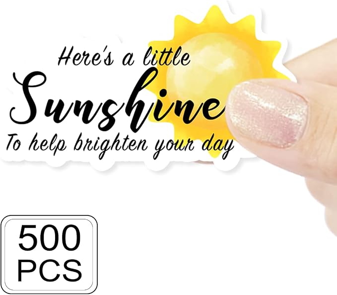 Here's a Little Sunshine to Help Brighten Your Day Stickers, Funny Sun Small Business Mailbox Stickers,Business Order Handmade Mailer Package Sticker, Happy Mail Paster, 500 PCS