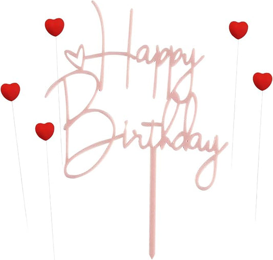 Happy Birthday Cake Topper Birthday Cake Decoration Party Cake Supplies (Red cake topper)