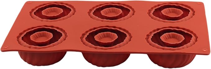 6 Cavity Swirl Donut Silicone Molds Ribbed Bundt Cake Mold For Baking Doughnut Muffin Cupcake Chocolate