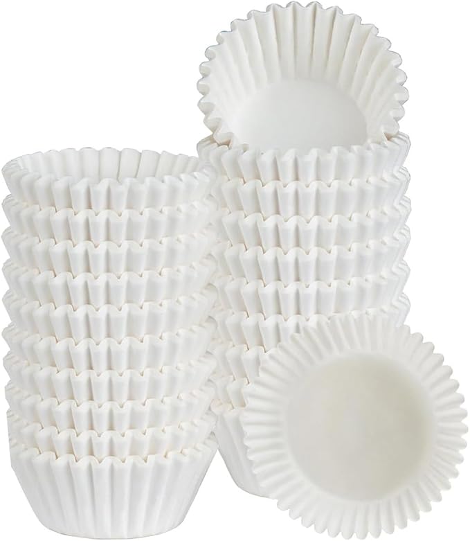 Caperci 300pcs Mini Cupcake Liners for Baking - White Greaseproof Paper Muffin Baking Cups for Wedding Birthday Party Baby Shower Festivals (White)