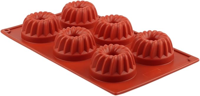 6 Cavity Fluted Cake Pan Silicone Chocolate Molds For Candy Chocolate Baking Cupcakes Donuts