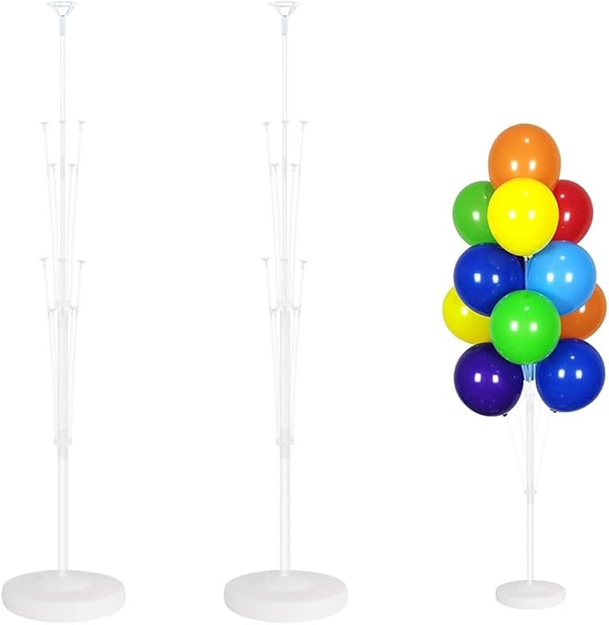 Leesoot 2 Sets Floor Balloon Column Kit Stand with Base and Pole Backdrop Decoration for Graduation Wedding Birthday Baby Shower Gender Reveal Party Balloon Tower Balloon Tree