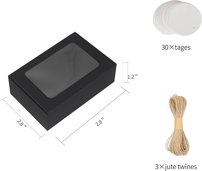 COTOPHER Soap Box, 30Pcs Small Soap Packaging Boxes 3.5x2.35x1.2 Inch Mini Kraft Boxes with Window Soap Boxes for Homemade Soap Candy Chocolate Bakery Cookies Soap Packaging