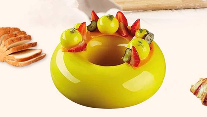 Hewnda 2-Pack 7 Inch X 1-1/2 Inch Round Silicone Donut Mould - Chocolate Mousse Mould - DIY Decorative Baking Tray - Baking Tools Cake Decorating Plate (white)