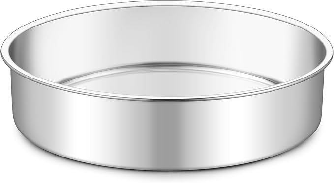 TeamFar 7 Inch Cake Pan, Stainless Steel Round Layer Cake Baking Pan Tin for Birthday Wedding, Non-Toxic & Heavy-Duty, Mirror Finish & Leak Proof, Oven & Dishwasher Safe