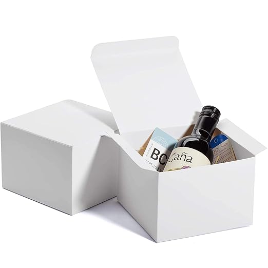 MESHA 100PC White Gift Boxes with Lids for Presents 6x6x4 Inch,Sturdy Bridesmaid Proposal Small Gift Box,Recyclable Paper Party Favor Gift Boxes Bulk for Wedding,Graduation,Birthday