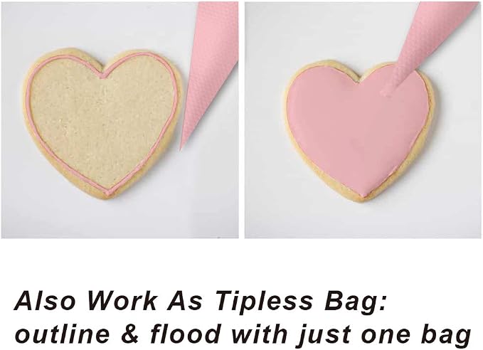 Weetiee Pastry Bag - 100 Pieces 16 Inch [Extra Thick] Disposable Piping Bags Set with 8 decorating tips, 1 coupler and 3 Bag Ties for Cake Decorating Royal Frosting