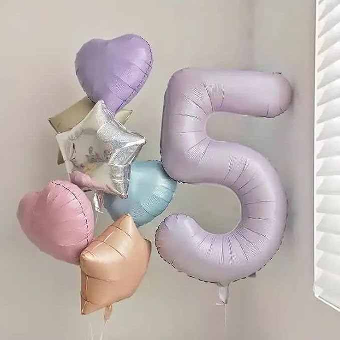 7 Balloon Numbers 40 Inch, 6 7 Birthday Decorations, Cream Purple Seven Birthday Decor, 7 17 27 70 Year Old Balloon Number for Engagement, Wedding, Graduations