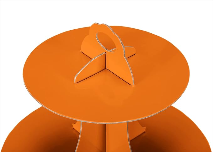 YLDW Cupcake Stand 2Pcs, 3-Tier Cupcake Stand Display, Cardboard Cup Cake Tower Stand, Disposable Dessert Stand for Birthday Tea Party Baby Shower Treat Decorations, Orange