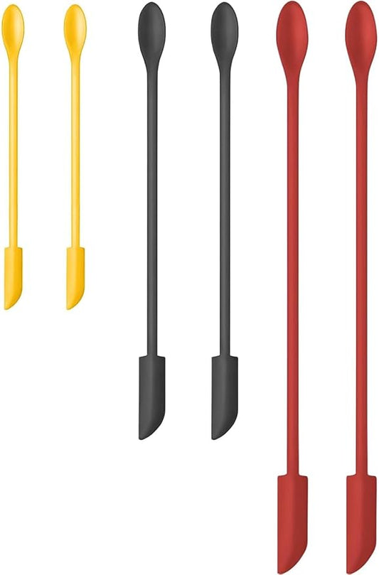 Silicone Spatula Set (6Pcs) - Mini Scraper Tool for Beauty & Food - Reach Every Last Drop, Multi-Size Spatulas for Makeup Jars, Lotion Bottles & Kitchen Containers (Color #3)