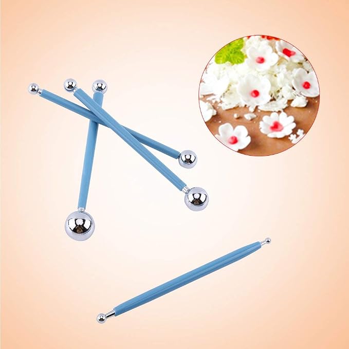 Walfront 4 Pcs Modeling Ball Tools Double Ended 8 Ball Stainless Steel Dotting Modeling Tools Clay Indentation DIY Ceramics Pottery Carving Tool Embossing Sculpting Set