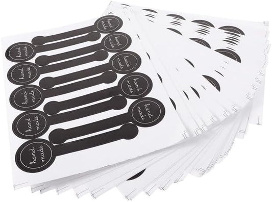 300 Pcs Black Handmade Food Baking Seal Stickers, Self-Adhesive Handmade Bakery Stickers, Long Label Cake Stickers, Stickers for Pastry Bags Lollipops Candy Cake Sweat Bread Labels and Stickers