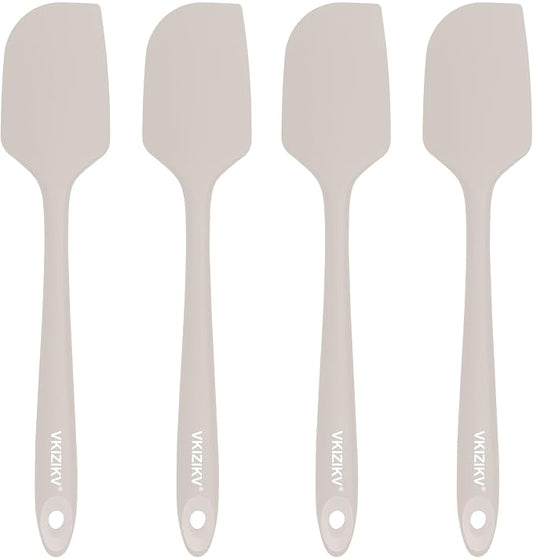 4 Pcs Silicone Spatula Set, 11.4 In, 600°F Heat Resistant Rubber Spatulas for Baking, Cooking & Mixing, Flexible and Non-Stick Kitchen Utensils, Seamless & Dishwasher Safe (Khaki)