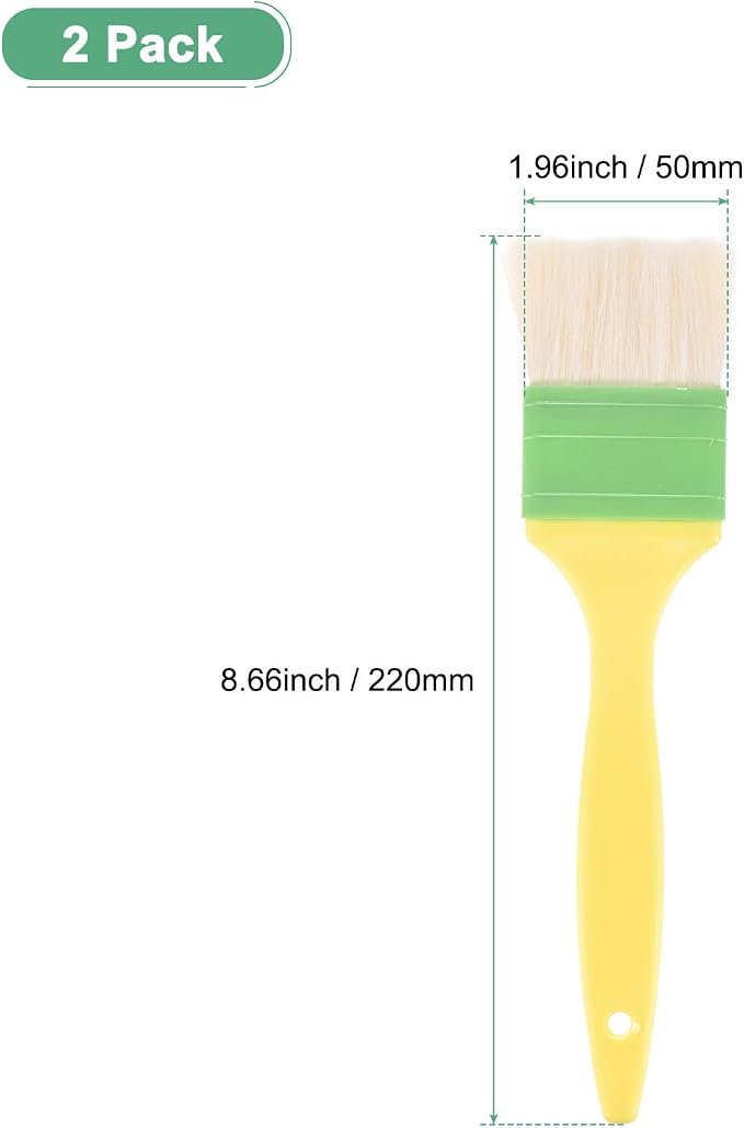 M METERXITY 2-Pack Pastry Brush, Wool Basting Baking BBQ Oil Brush for Cooking/Barbecue/Kitchen [2"]