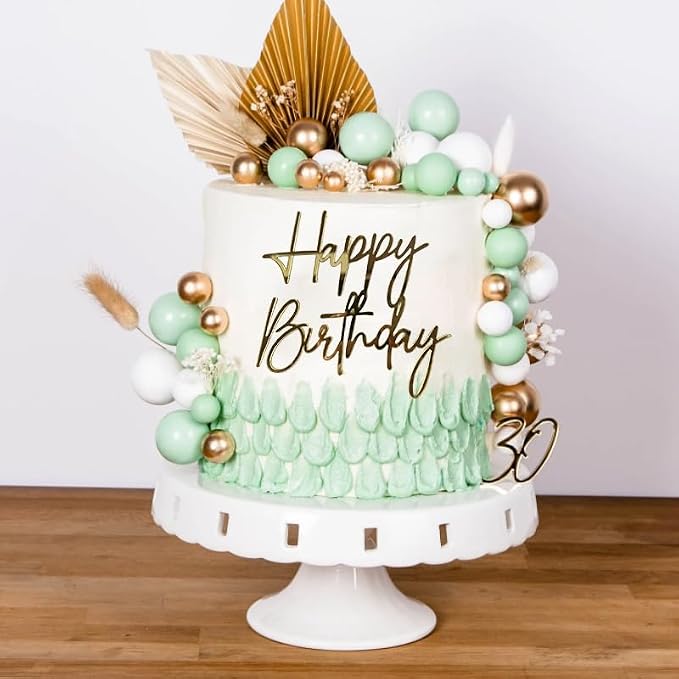 1PCS Happy Birthday Cake Topper,Gold Mirror Acrylic Boy or Girl Cake Sign Decorations,Birthday Cake Charm Supplies for Birthday Party Cake Dessert