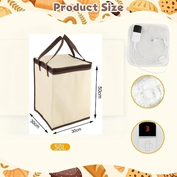 Extra Large Collapsible Dough Proofer 9 Levels of Temperature Control Proofing Box with Sensor Timer for Bread Sourdough Pizza Yogurt 50L