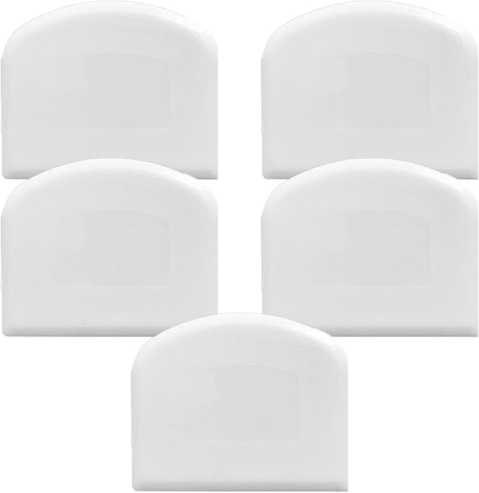 5PCS Plastic Dough Scraper, Flexible Bread Scraper Bench Scraper Set – Food-Grade Pastry Scraper for Cutting Dough, Cake, Fondant, Pizza, Bowl Scraper for Baking