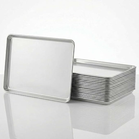 16" x 22" Heavy Duty Tray Pans for Baking, 19 Gauge Sheet Pan 12 Pack, Commercial Aluminum Baking