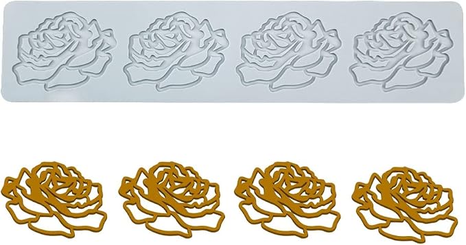 TUKE 3D Leaves Silicone Molds Flower Cake Fondant Mat Bee Leaf Pastry Moulds Rose Impression Chocolate Hollow Lace Mold (Rose_13x2.8x0.12inch_E)