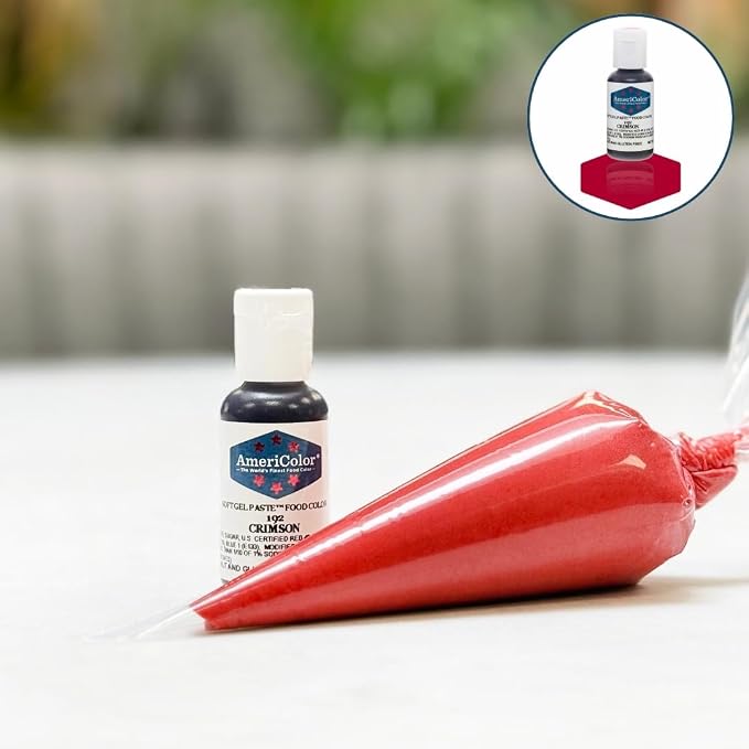 AmeriColor, Crimson, 0.75 Ounce Bottle, Soft Gel Paste Food Color