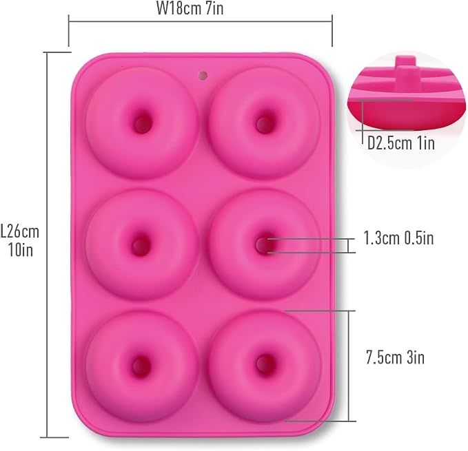 homEdge Silicone Donut Molds, 3-Pack of Non-Stick Food Grade Silicone Pans for Donut Baking – Green,Pink,Blue