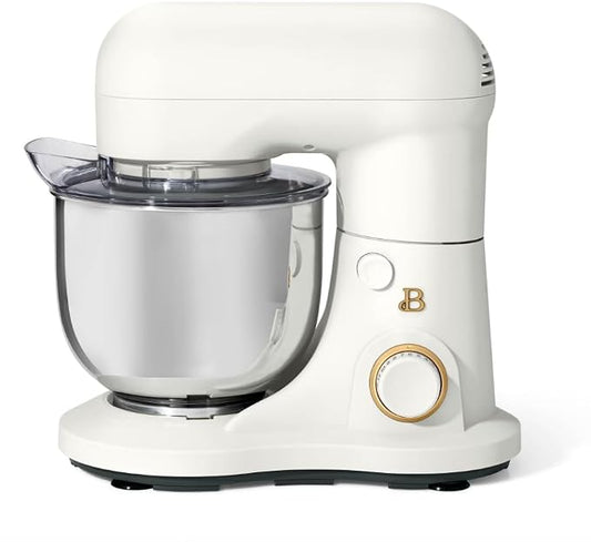 Beautiful 3.5Qt Stand Mixer by Gourmias, Tilt-Head Electric Mixer with 12 Speeds, Stainless Steel Bowl, Compact Kitchen Mixer for Baking, Dough, Whipping and Mixing (White Icing)