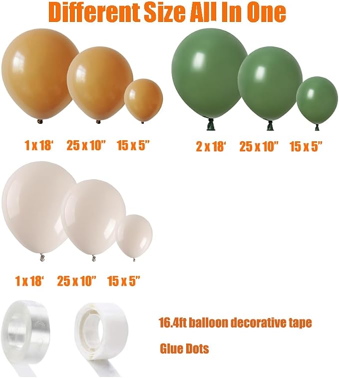 Brown and Green Balloon Arch Kit for Boys One Happy Camper Camp Bachelorette Camping Birthday Outdoor Wild Adventure Party Decorations