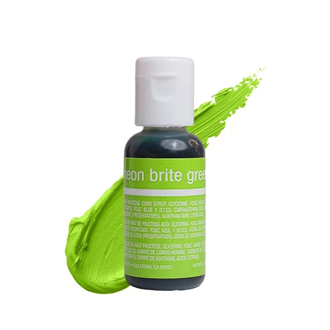 Chefmaster Neon Brite Green Liqua-Gel® Food Coloring | Vibrant Color | Professional-Grade Dye for Icing, Frosting, Fondant | Baking & Decorating | Fade-Resistant | Easy-to-Use | Made in USA | 0.70 oz