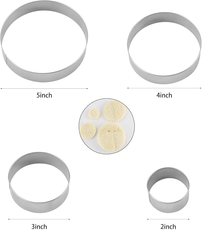 Round Cookie Cutter Set Large - 5 Inch, 4 Inch, 3 Inch, 2 Inch - Geometric Cookie Cutters Shapes Molds - Stainless Steel Homemade Round Biscuit Treats Cutter…