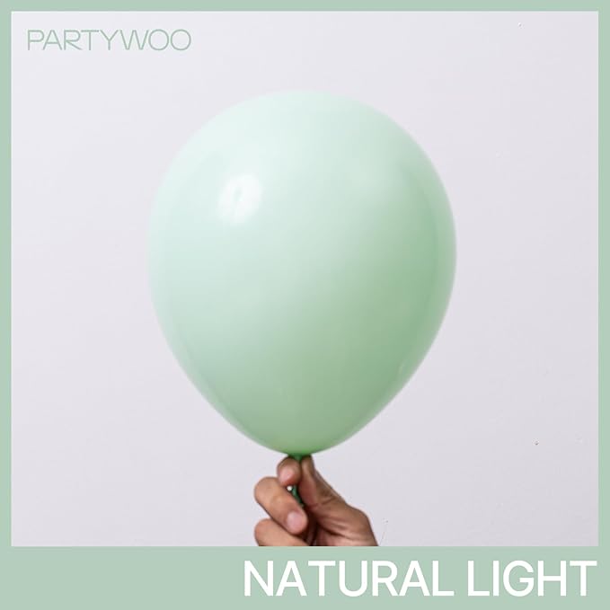 PartyWoo Light Green Balloons 127pcs Different Sizes Pack of 36 18 12 10 5 Inch Mint Pastel Peppermin Green Balloon Arch Kit for Baby Shower Spring Forest Birthday Party Decorations Green-Q06