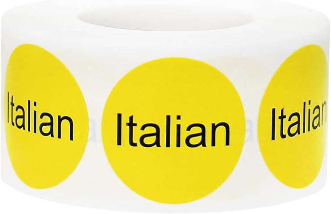 Yellow with Black Italian Circle Dot Adhesive Stickers, 1 Inch Round Labels, 500 Total Stickers