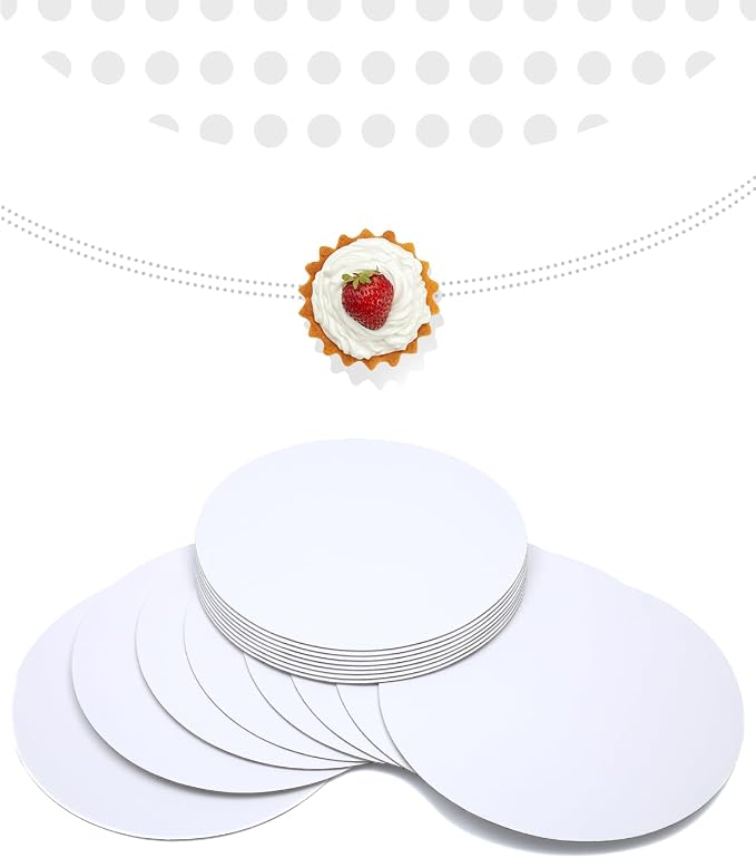 qiqee 13 Inch White Cake Boards Round 40-Packs Circles Rounds Base Food-Grade Cardboard Cake Plate（Thinner But Stronger）