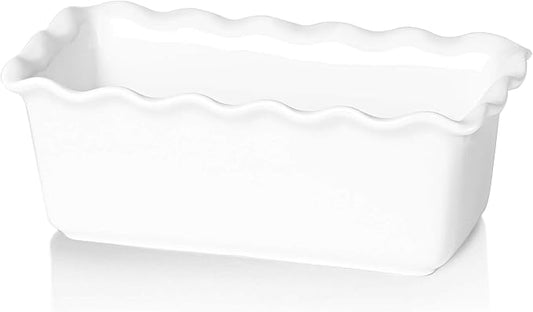 Porcelain Nonstick Baking Bread Loaf Pan, 8.5 x 5 Inch, White