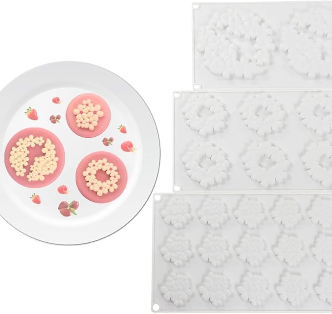 6-Cavity Flower Shape 3D Silicone Mold for Baking Cakes Mousse Dessert Pastry Mold Cake Decoration Cheesecake Ice Cream Mould (Cloud Flower M_11.84 X7 X0.32 inch)