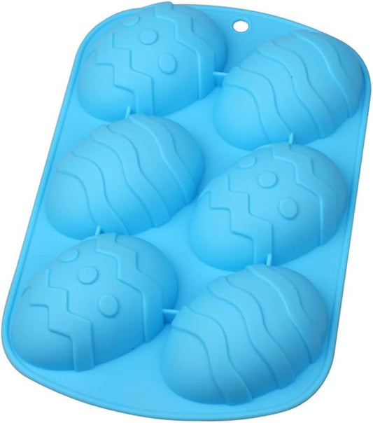 AKOAK 6-cavity Silicone Cake Mold, DIY Handmade Soap Mold, Non-stick Donut Mold, for Chocolate Pudding Jelly Muffin Cups, Kitchen Baking Decoration (Easter Egg)