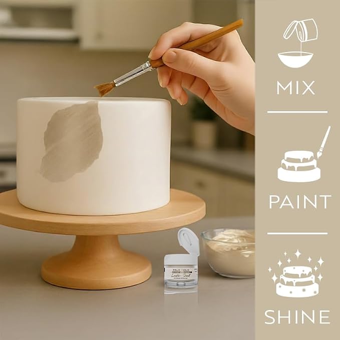 Luster Dust - Pale Gold (4g 1x Jar) | Edible Vegan Dust & Paint for Cake Decorating, Ice Cream, Desserts, Cocktails and Beverages by Bakell